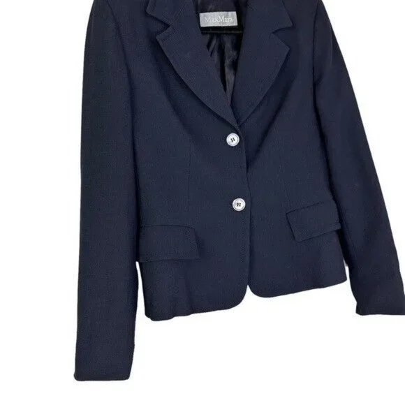 MaxMara Navy Single Breasted Blazer Women’s Size 8 - Picture 5 of 12